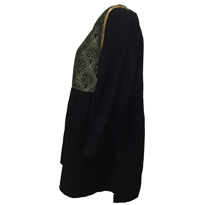 تونیک زنانه مدل عروسکی بابوس و تافته tm-2805 رنگ مشکی