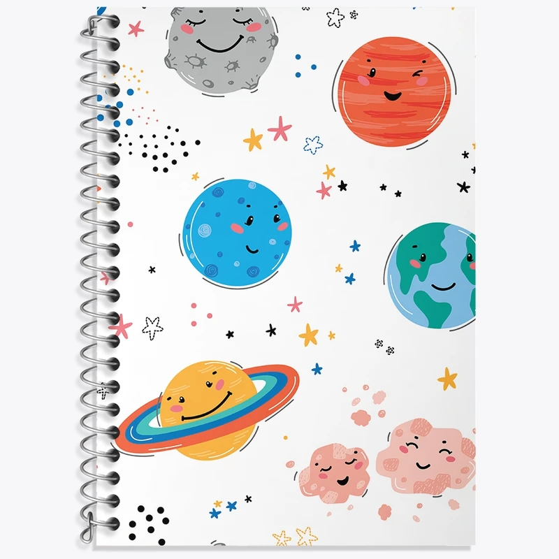 دفتر زبان 50 برگ خندالو مدل دو خط طرح سیارات کد N511