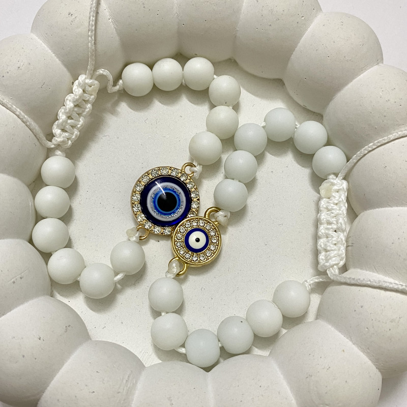 دستبند دخترانه مدل چشم نظر مجموعه ۲ عددی