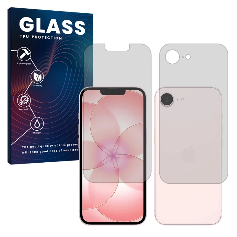 محافظ صفحه نمایش شفاف گلس مدل هیدروژلی مناسب برای گوشی موبایل اپل iPhone 17e به همراه محافظ پشت گوشی