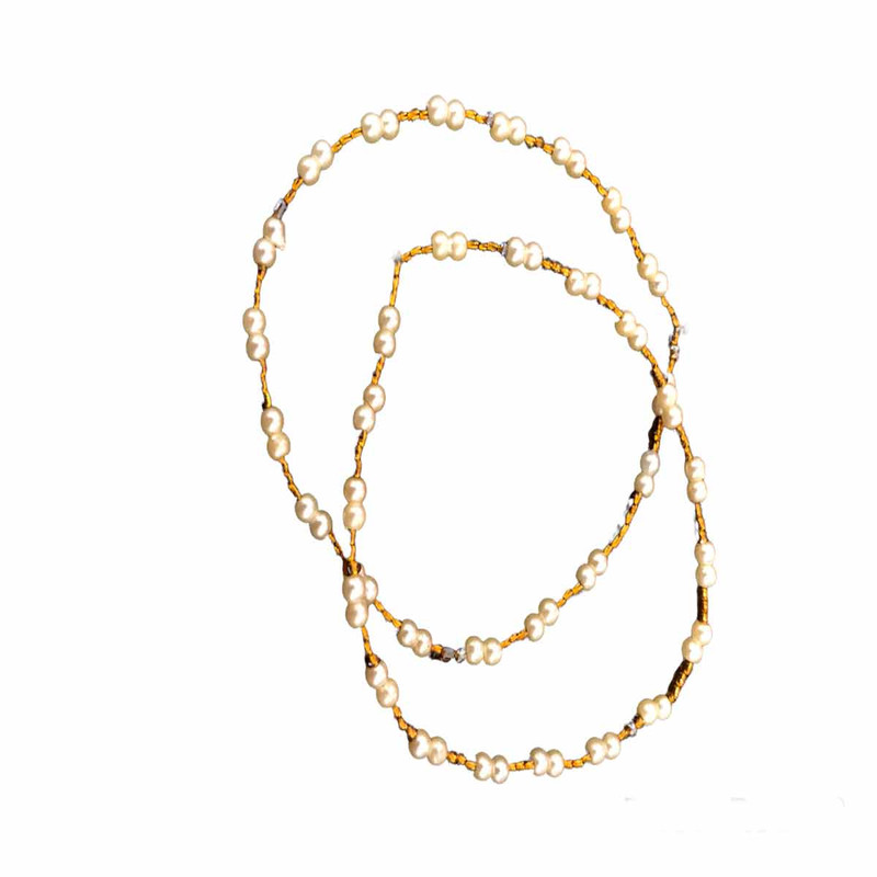 دستبند دخترانه مدل منجوق ملیله ای مروارید کد 65674 مجموعه 2 عددی