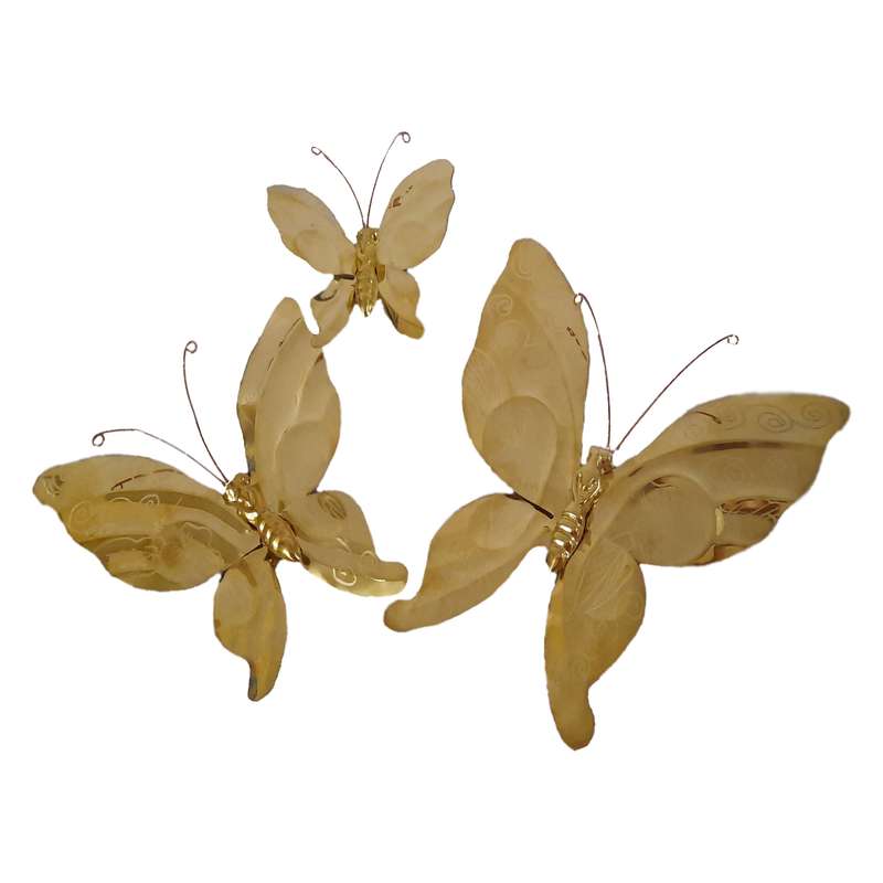 دکوری مسی مدل پروانه طرح دار مجموعه 3 عددی