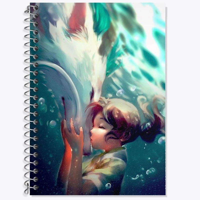 دفتر زبان 50 برگ خندالو مدل دو خط طرح چیهیرو و هاکو انیمه شهر اشباح Spirited Away کد 12091