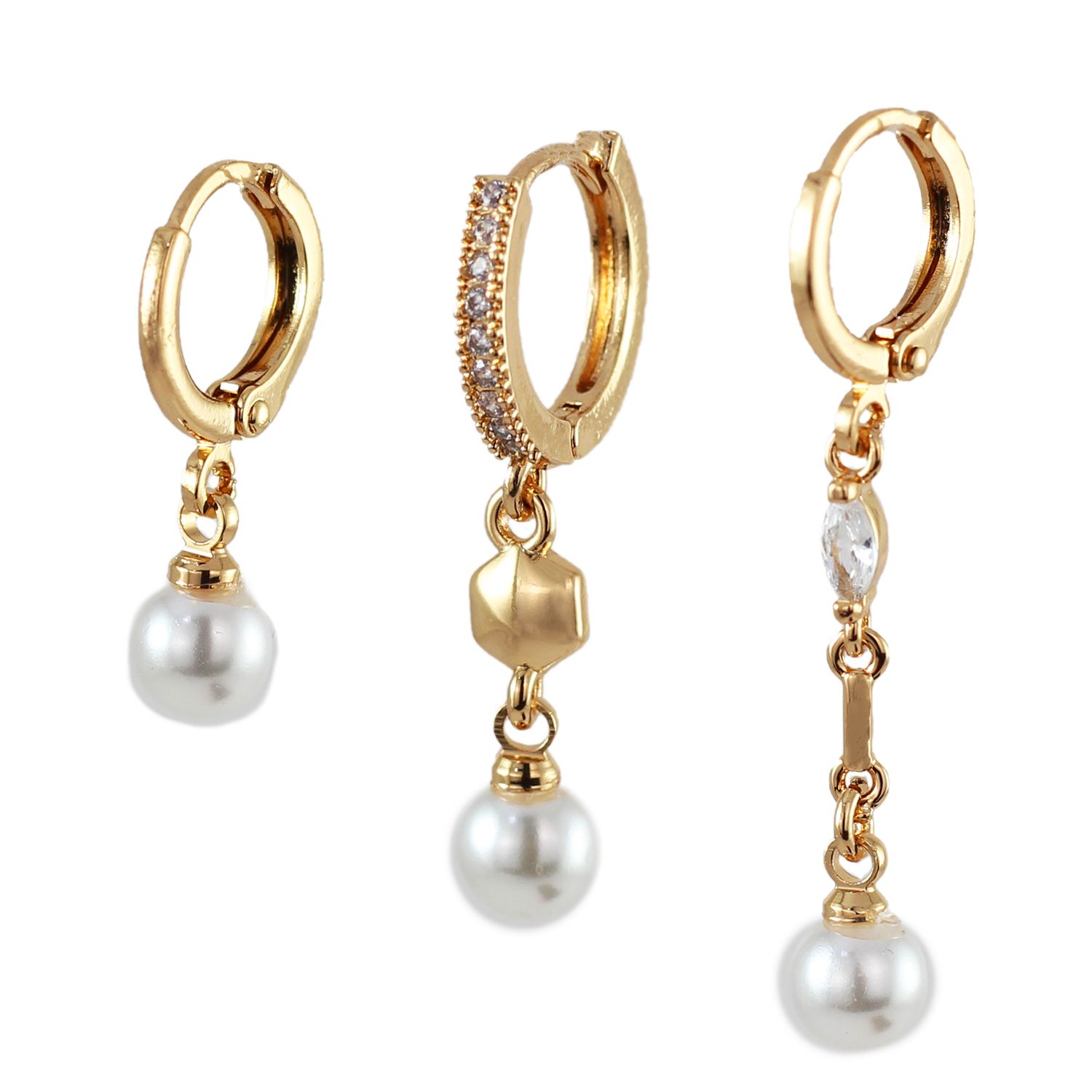 گوشواره زنانه وای اس ایکس مدل AAC855 بسته سه عددی - - 1