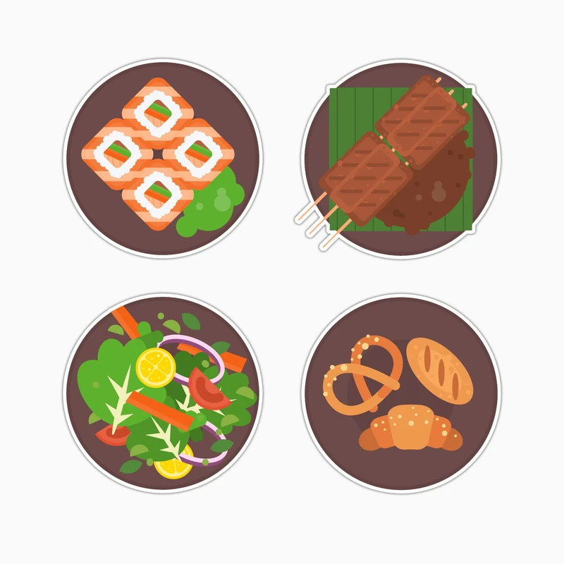 استیکر لپ تاپ و موبایل بووم طرح کروسان کد MM112 مجموعه 4 عددی