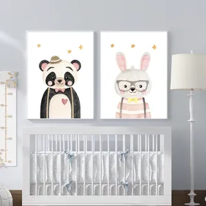 تابلو اتاق کودک و نوزاد الفاپ مدل خرگوش و پاندا کد Funny Animals 002 مجموعه 2 عددی