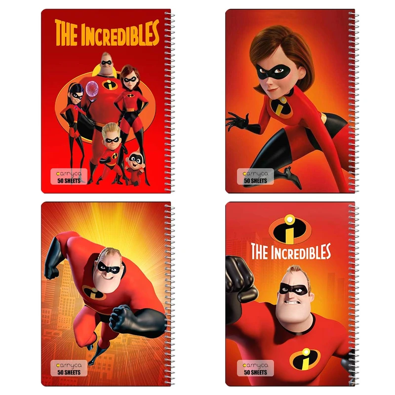 دفتر نقاشي 50 برگ کارنيکا طرح شگفت‌انگیزان The Incredibles کد 83048 مجموعه 4 عددی