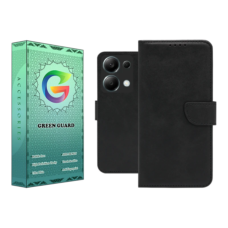 کیف کلاسوری گرین گارد مدل چرمی مگنتی کد Black-BB101 مناسب برای گوشی موبایل شیائومی Redmi Note 13 Pro 4G / Poco M6 Pro