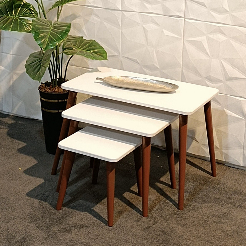 میز عسلی مستطیلی مدل مینیمال کد ۳۲۵ مجموعه ۳ عددی