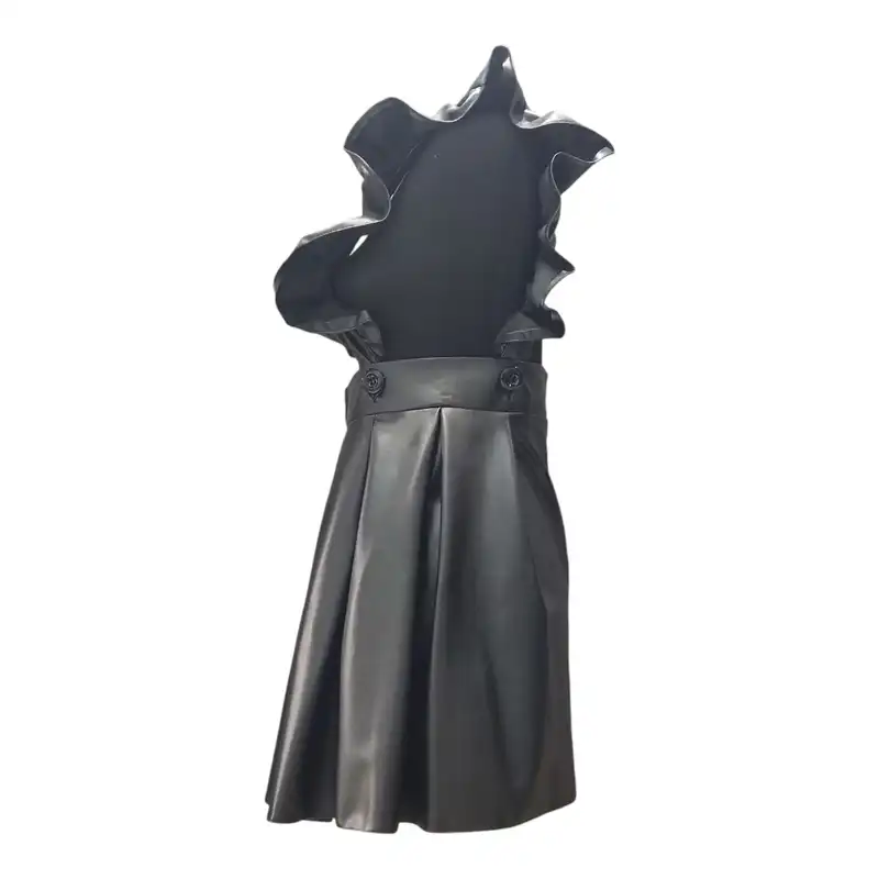 دامن نیم کلوش زنانه مدل ساسبندی 10313 رنگ مشکی