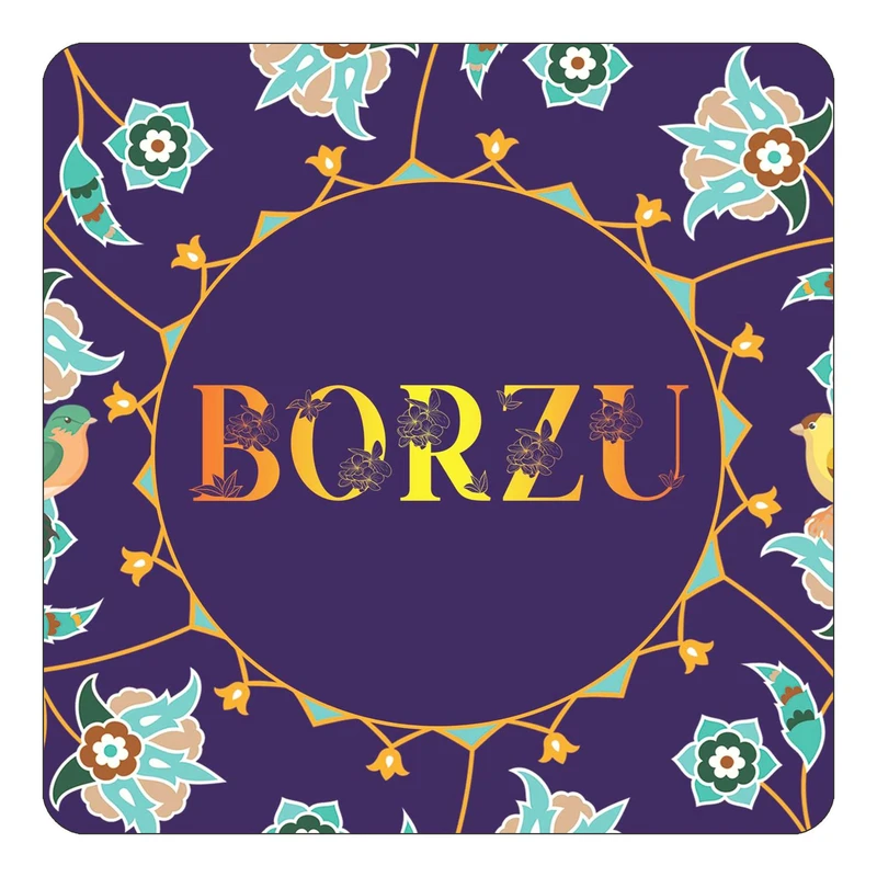 مگنت کاکتی طرح اسم برزو borzu مدل گل و بلبل کد mg12512