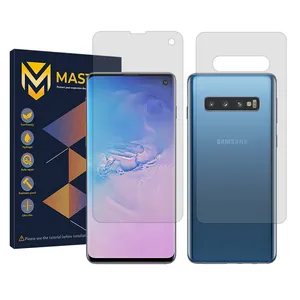 Master Resistant model transparent screen protector suitable for Samsung Galaxy S10 mobile phone along with the back protector