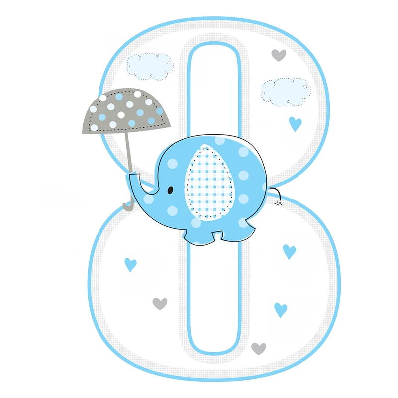  استند رومیزی تولد مدل عدد 8 طرح فیل پسرانه کد 1071