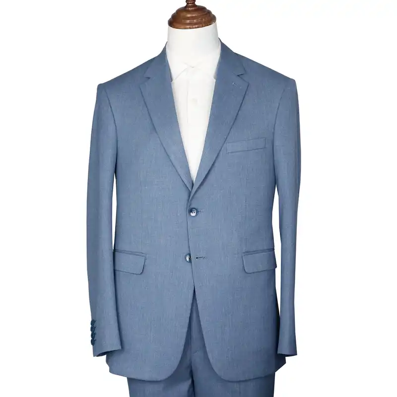 کت و شلوار مردانه مدل یقه انگلیسی رگولار فیت کد 24050 رنگ آبی روشن