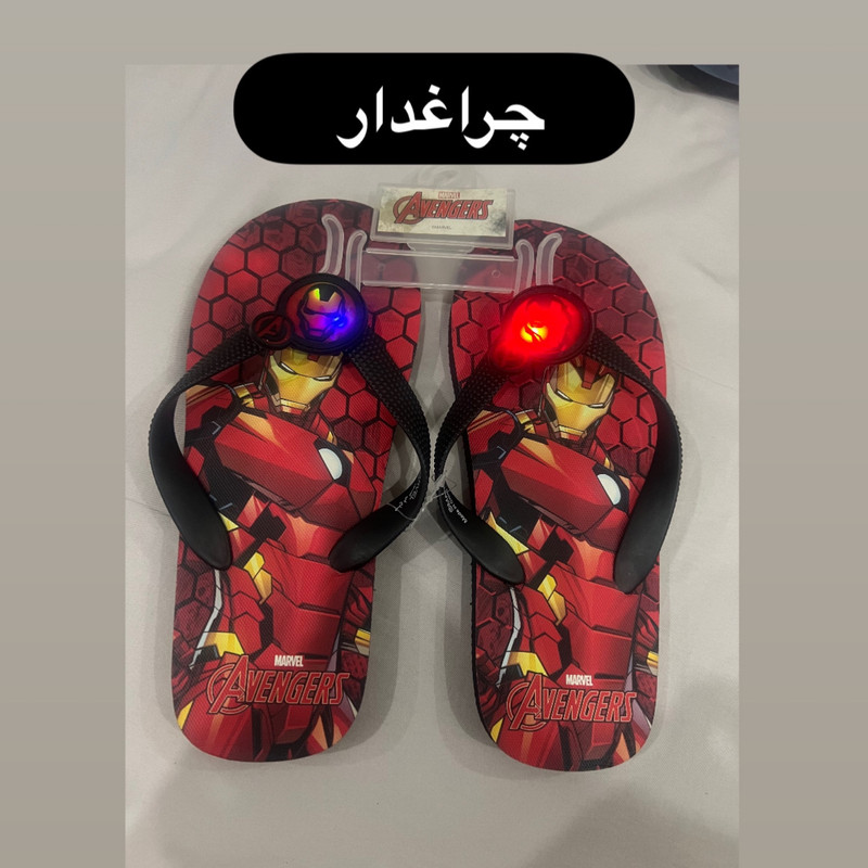 دمپایی لاانگشتی پسرانه مارول مدل چراغدار