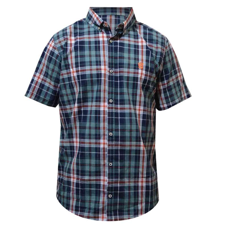 پیراهن آستین کوتاه مردانه طرح چهارخونه مدل 501 رنگ سبز