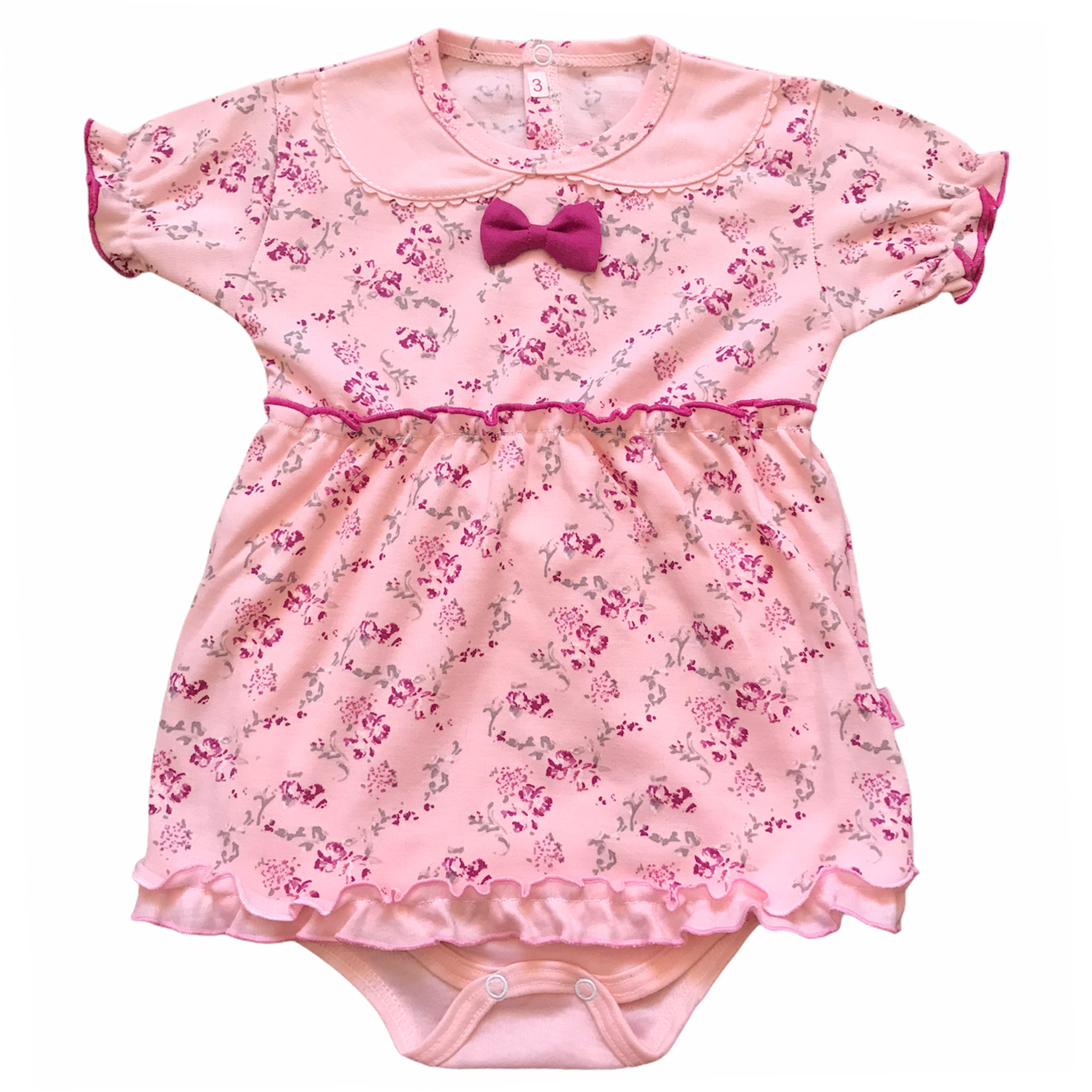 بادی آستین کوتاه نوزادی مدل گل سرخ