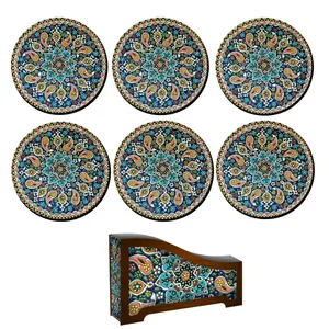 زیر لیوانی لوکسینو مدل بته جقه کد FP_2535 مجموعه 6 عددی