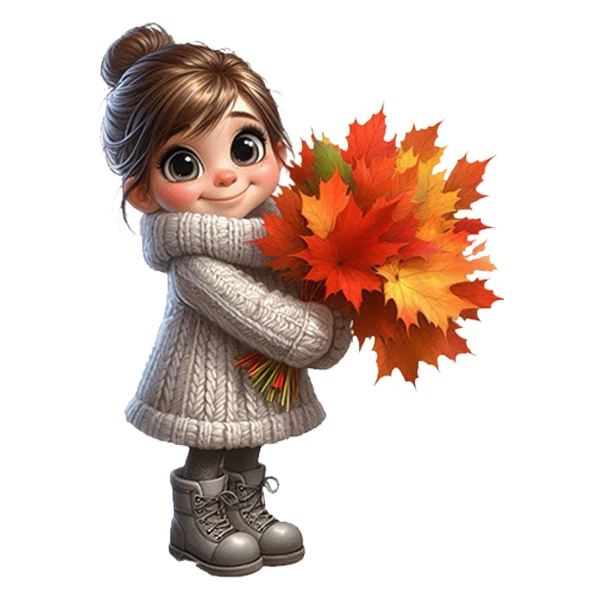   استیکر پارچه و لباس پاد آفرین طرح دختر بامزه و پاییز کد 5010