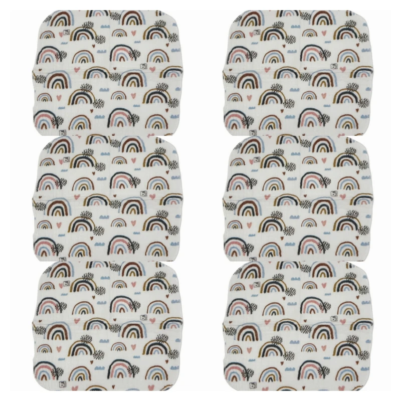 دستمال دست و صورت نوزاد بی بی بی مدل رنگین کمان مجموعه 6 عددی