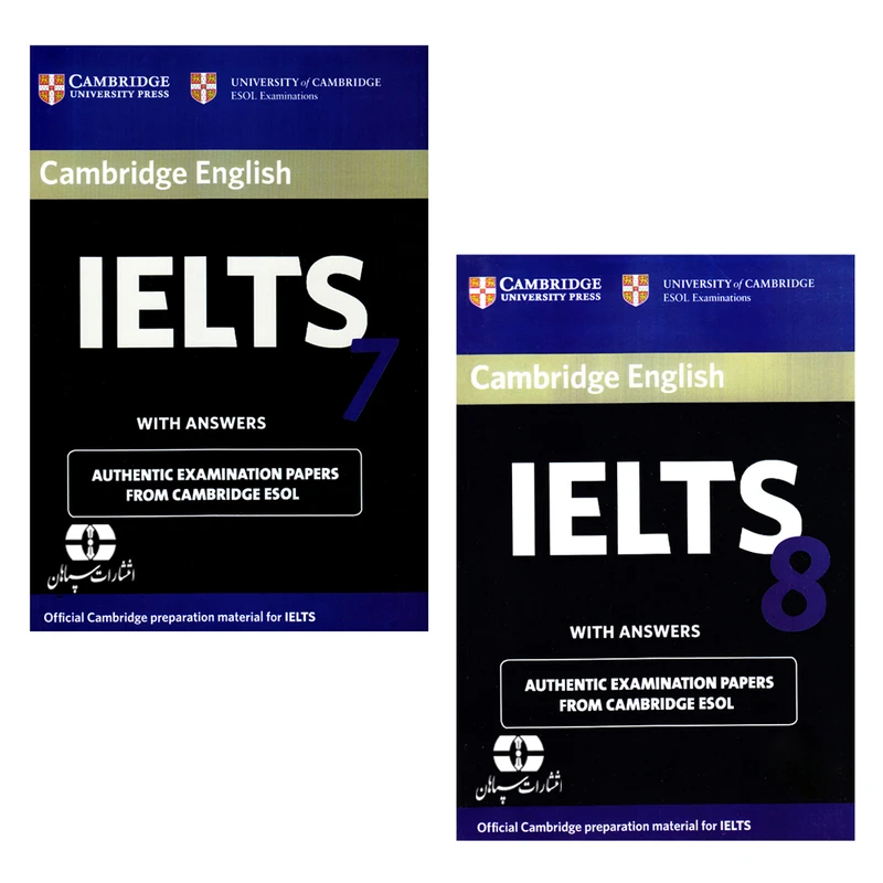 کتاب 8&amp;7 IELTS Cambridge اثر جمعی از نویسندگان انتشارات سپاهان دو جلدی