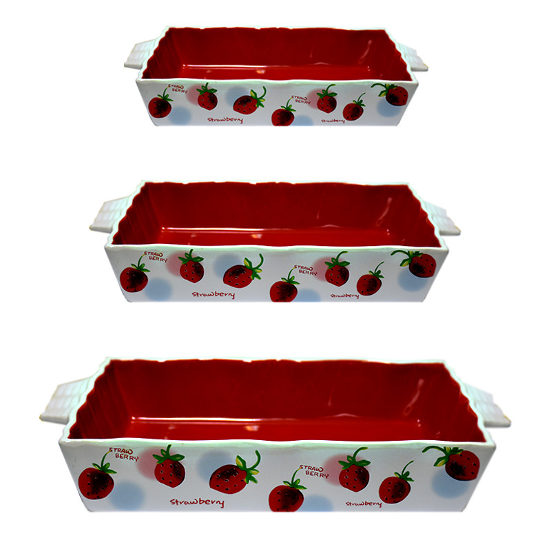 ظرف پخت و پز زاراهوم طرح توت فرنگی مدل 3714 مجموعه 3 عددی