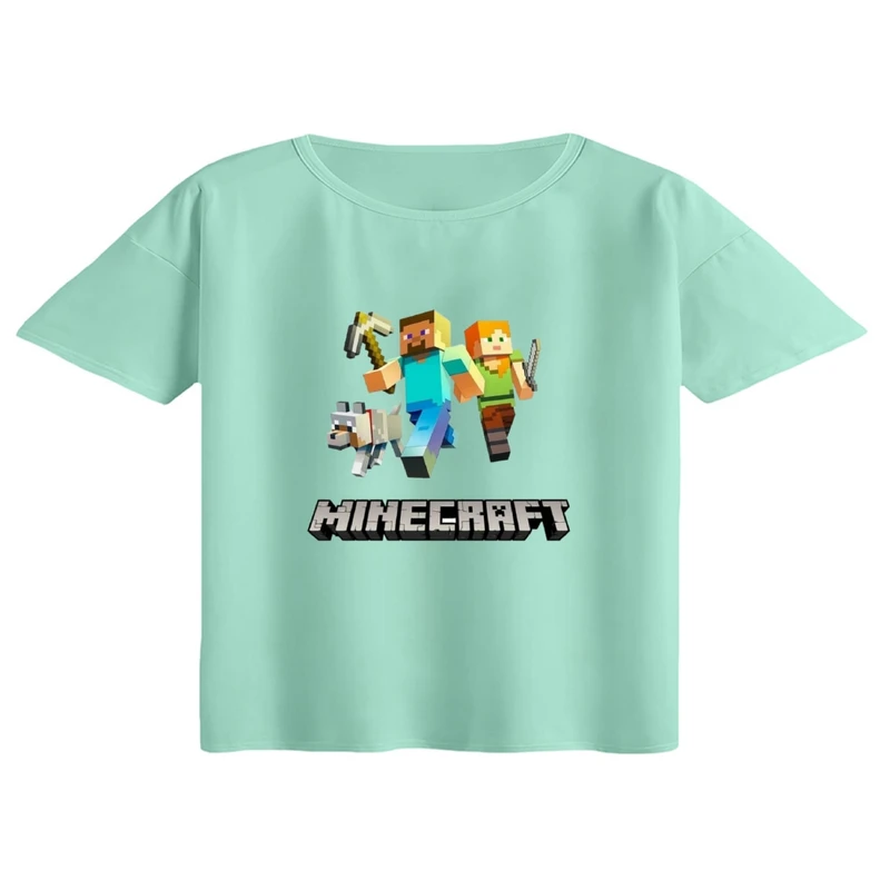 کراپ تی‌شرت آستین کوتاه زنانه مدل ماینکرفت کد 4