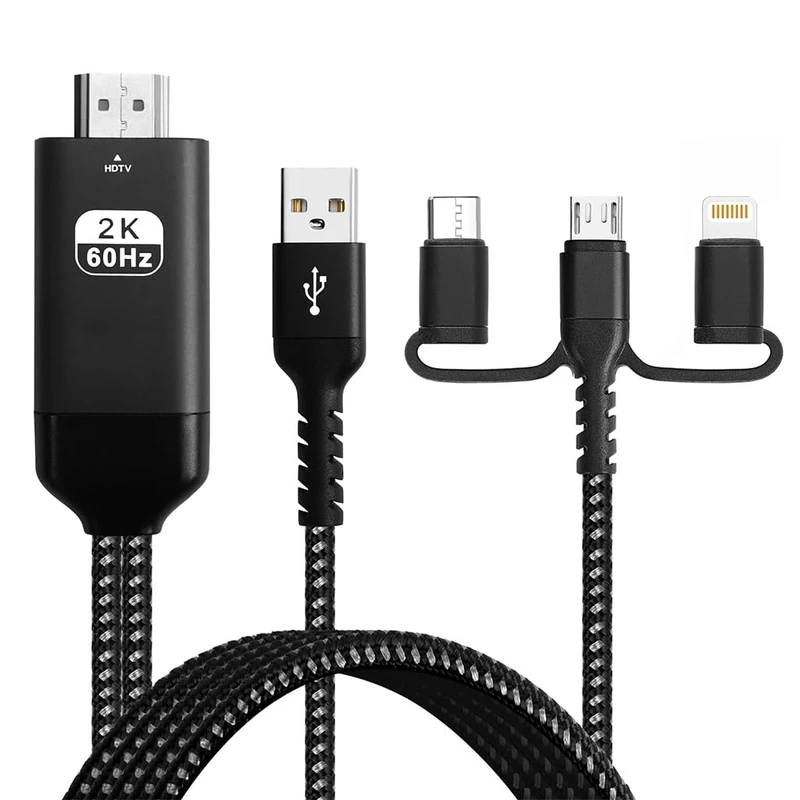 کابل تبدیل Microusb / usb-C /لایتنینگ به HDMI مدل A5611 طول 1.8 متر