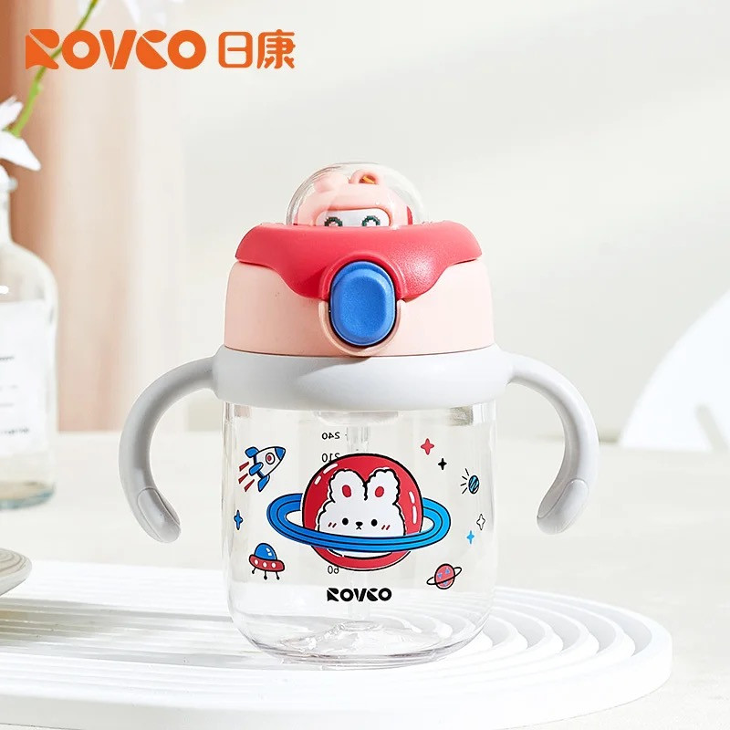 لیوان آبمیوه خوری رووکو مدل خرگوش و موشک نی دار  گنجایش  400 میلی لیتر