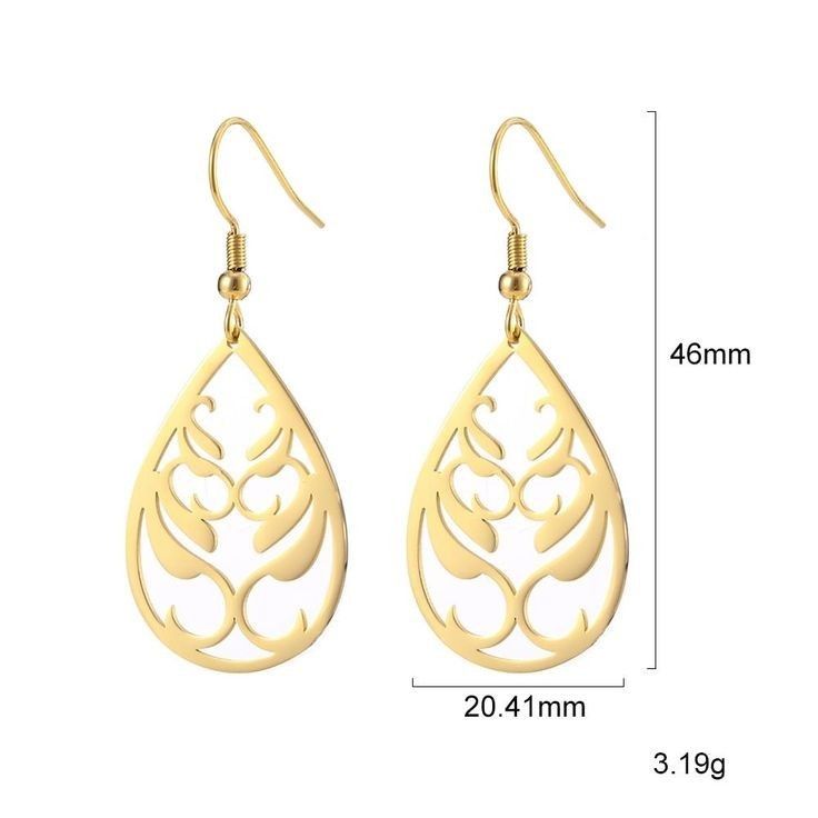 گوشواره طلا 18 عیار زنانه قیراط طرح اشک کد GH3691 -  - 3