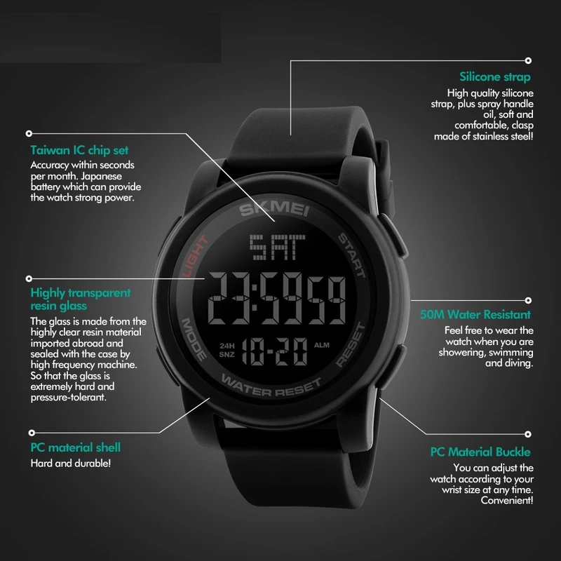 عکس شماره 8 : ساعت مچی دیجیتالی مردانه اسکمی مدل 1257 کد 05