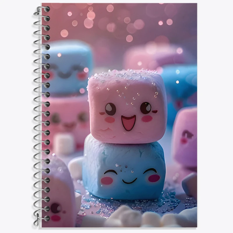 دفتر زبان 50 برگ خندالو مدل دو خط طرح مکعب های کیوت کد F7854