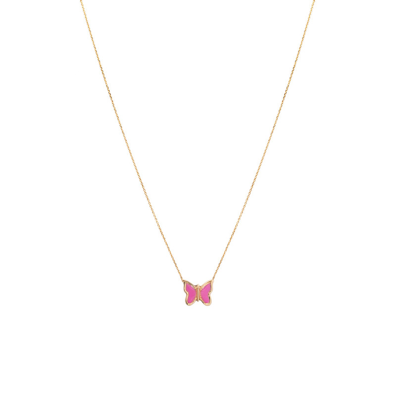 گردنبند طلا 18 عیار زنانه الی گالری مدل پروانه مینایی