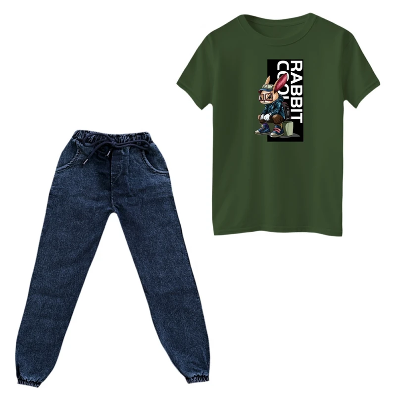 ست تی‌شرت و شلوار پسرانه مدل خرگوش کد ۱۱