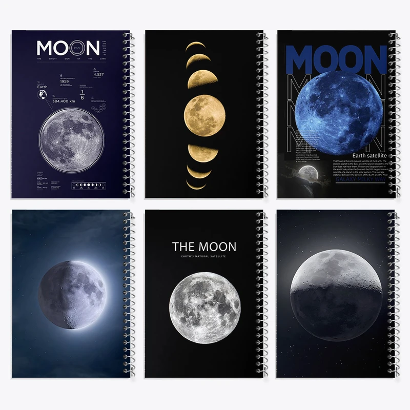 دفتر مشق 100 برگ خندالو طرح ماه (Moon) کد 860 مجموعه 6 عددی