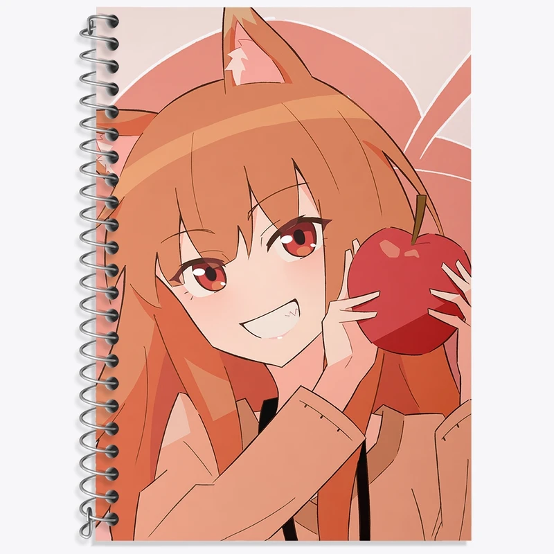 دفتر زبان 50 برگ خندالو مدل دو خط طرح هولو انیمه ادویه و گرگ کد 36149