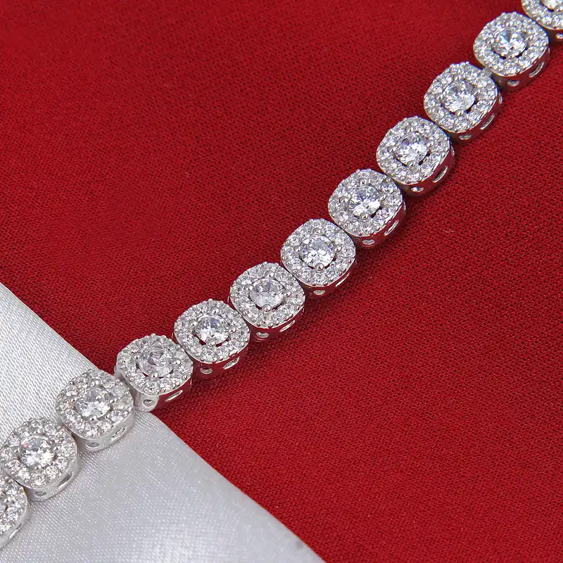 دستبند نقره زنانه مدل آبکاری رادیوم کد DP_596