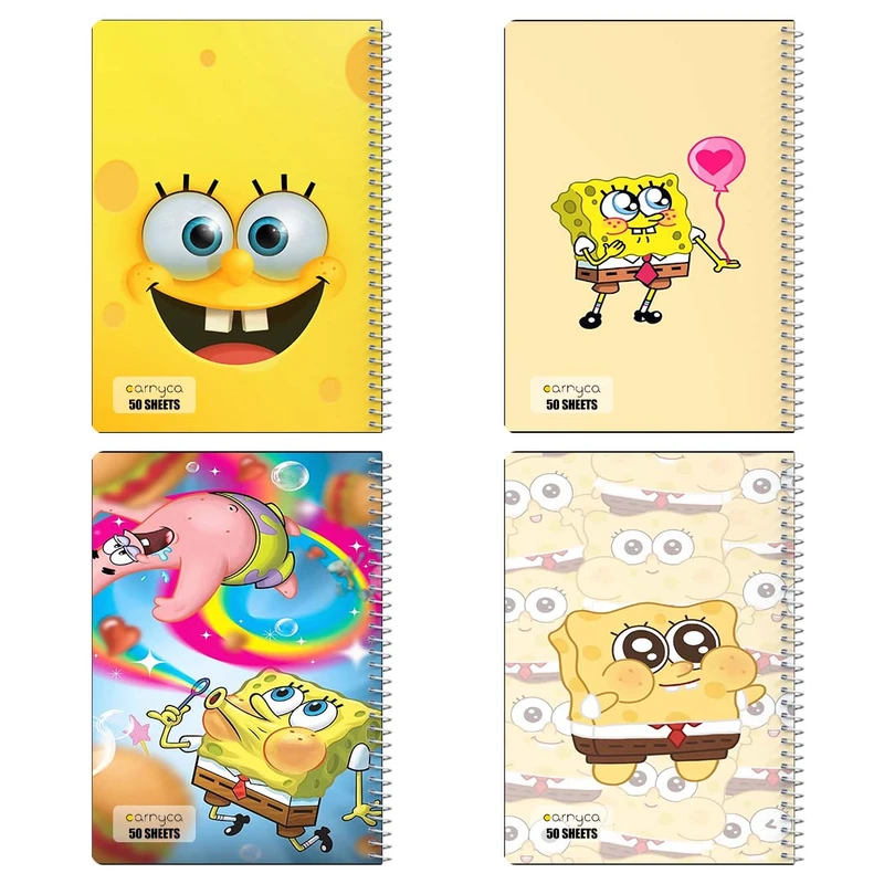 دفتر نقاشي 50 برگ کارنيکا طرح باب اسفنجی spong bob کد 79282 مجموعه 4 عددی