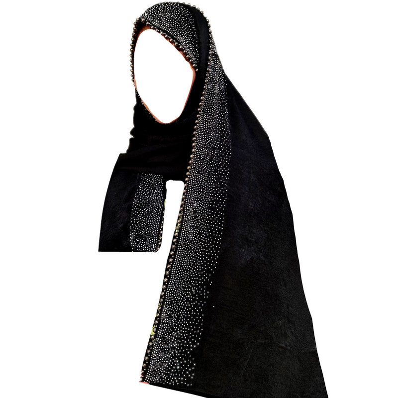 شال زنانه مدل مجلسی کوپرا مروارید دوزی نگین دار