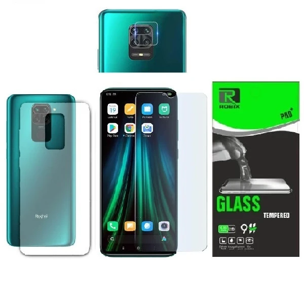 محافظ صفحه نمایش روبیکس مدل SA-Note9 مناسب برای گوشی موبایل شیائومی Redmi Note 9 به همراه محافظ لنز دوربین ومحافظ پشت گوشی