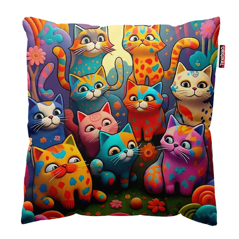 کوسن پاد آفرین مدل گربه کیوت بامزه فانتزی کد PK401906 سایز 40*40 سانتی متر