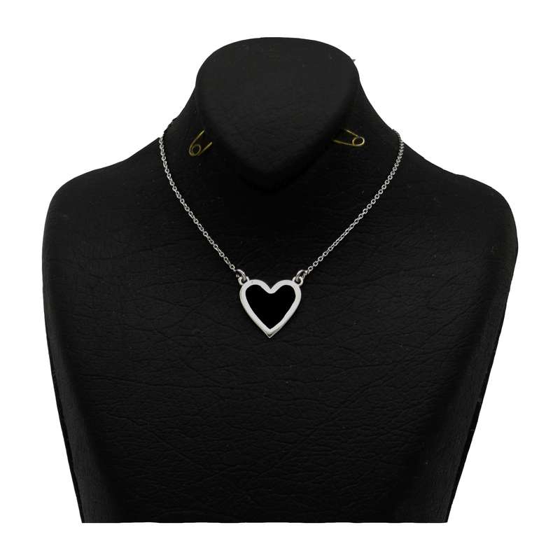 گردنبند نقره زنانه مدل قلب رنگ مشکی گردنبند نقره زنانه مدل قلب رنگ مشکی