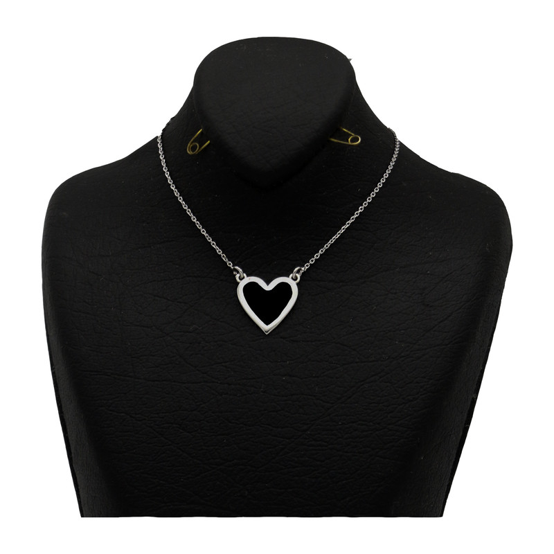 گردنبند نقره زنانه مدل قلب رنگ مشکی گردنبند نقره زنانه مدل قلب رنگ مشکی