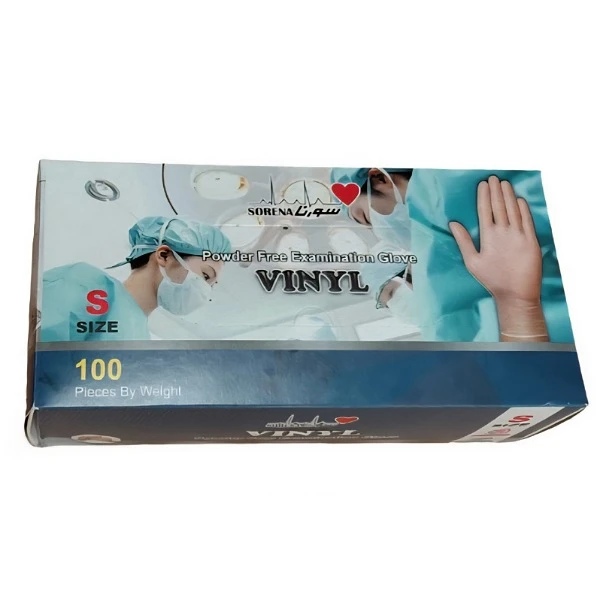 دستکش وینیل غیر پودری سورنا مدل 0S سایز کوچک (S) بسته 100 عددی