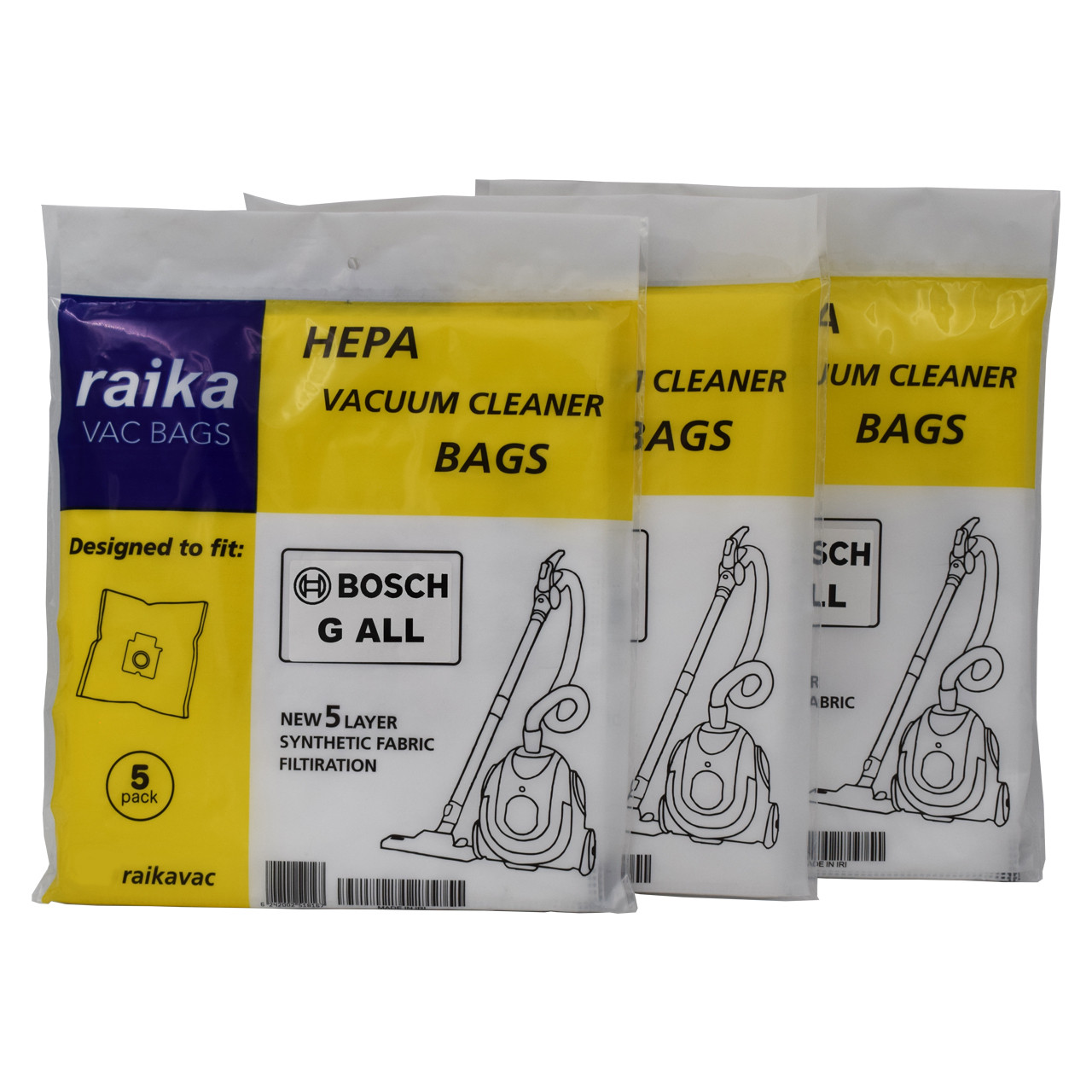 پاکت جاروبرقی رایکا مدل 808-9050 مناسب برای جاروبرقی پارس خزر و بوش تایپ G سه بسته 5 عددی