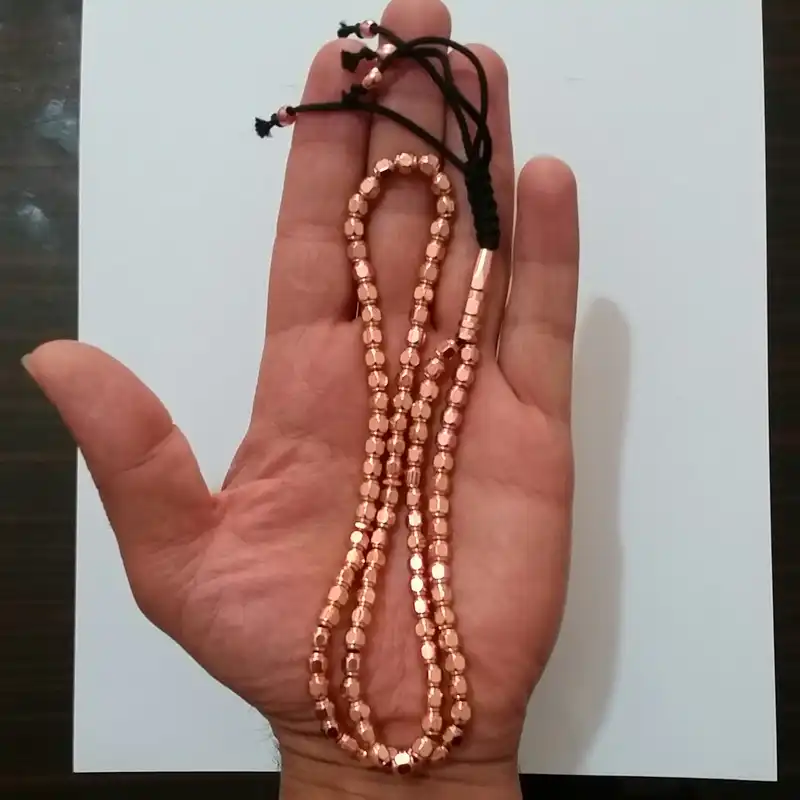 تسبیح مدل مسی تراشه شش وجهی