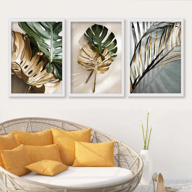 تابلو صبا طرح مدل برگ کد 506w مجموعه 3 عددی