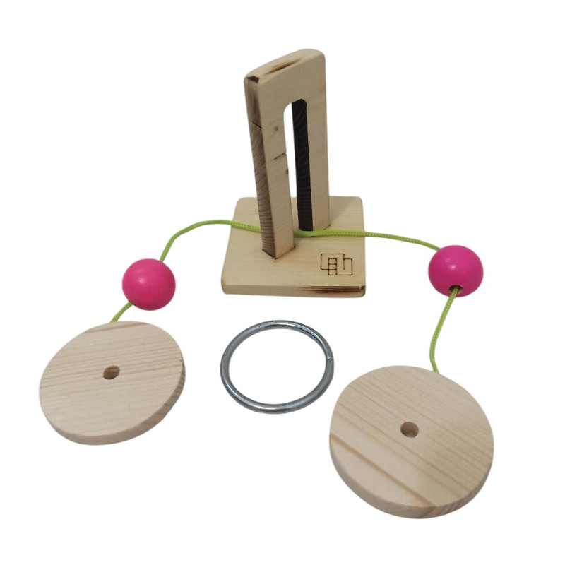 بازی فکری مدل اسباب بازی چوبی معمایی برج و حلقه کد BH-01
