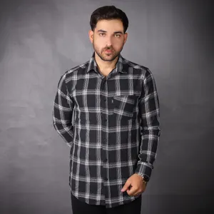 پیراهن آستین بلند مردانه مدل چهارخونه کنفی کد 3-3 