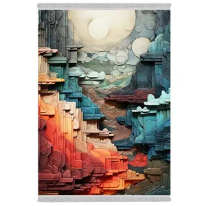 فرش پارچه‌ای دفه مدل فرشینه شانل مخمل طرح فانتزی کد 7199